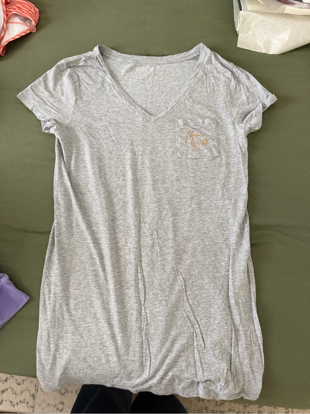 Victoria's Secret Gray V-Neck Tee Dress